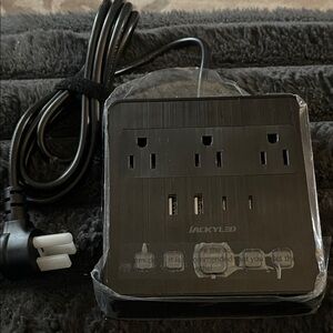 Jackyled Alarm Clock With 4 Usb Chargers Power Strip 3 Outlets